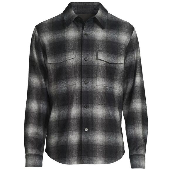 $395 NWOT Theory Men's Garvin Gray Black Plaid Wool Shirt Jacket Shacket Size XL - Picture 1 of 8
